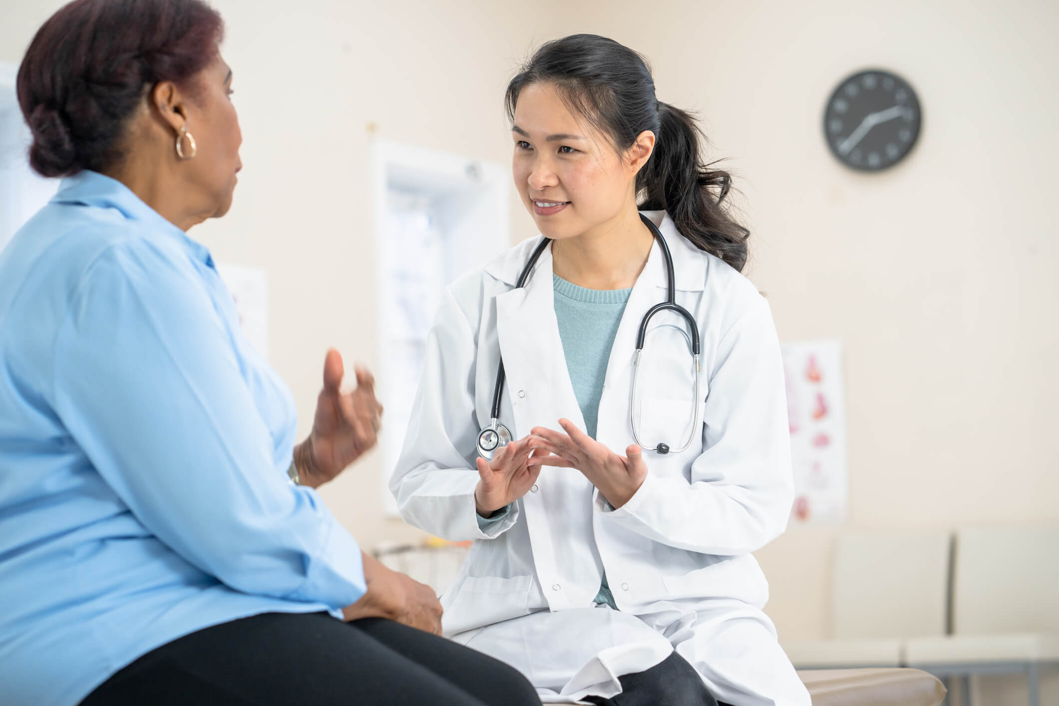 Woman talking with a medical professional